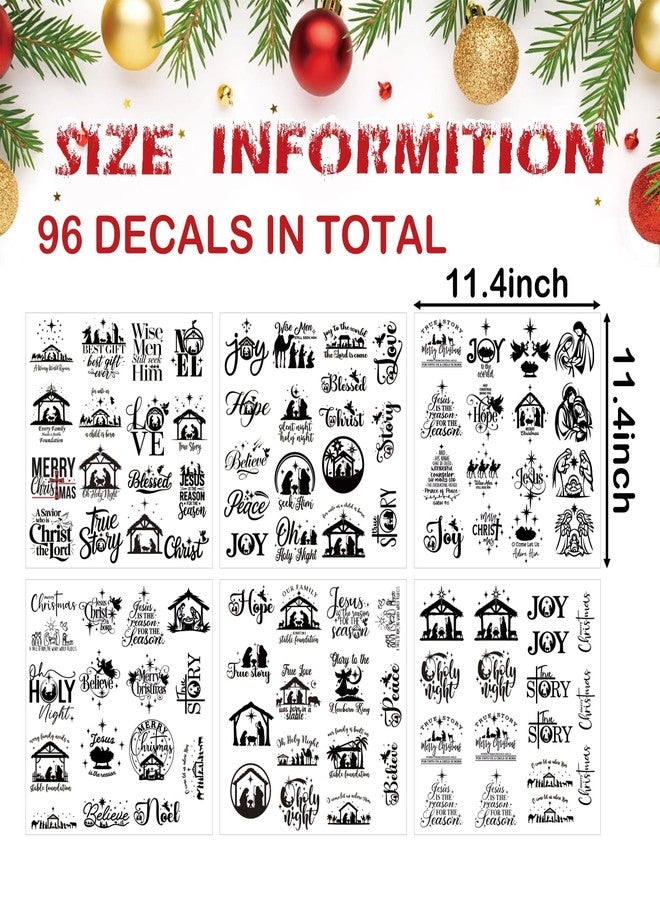 Hosomono 96 قطعة من ملصقات ميلاد المسيح للأعمال اليدوية، ملصقات كلمات عيد الميلاد من الفينيل للبرطمانات الزجاجية، ملصقات ميلاد المسيح للبرطمانات الزجاجية، ملصقات لتزيين الكرات الزجاجية والأكواب والزجاجات (love96) - Image 5