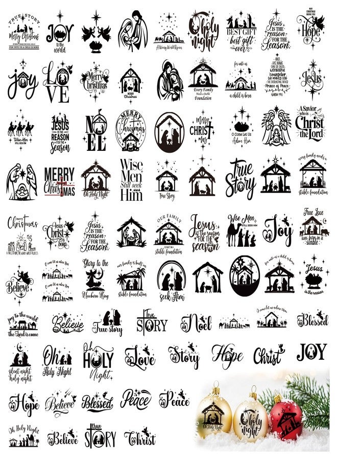 Hosomono 96 قطعة من ملصقات ميلاد المسيح للأعمال اليدوية، ملصقات كلمات عيد الميلاد من الفينيل للبرطمانات الزجاجية، ملصقات ميلاد المسيح للبرطمانات الزجاجية، ملصقات لتزيين الكرات الزجاجية والأكواب والزجاجات (love96) - Image 1