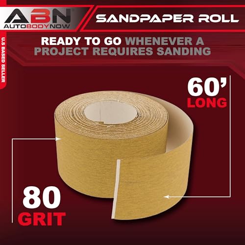 ABN Adhesive Sticky Back 80-Grit Sandpaper Roll 2-3/4in x 20 Yards Aluminum Oxide Golden Yellow Longboard Dura PSA - Image 2