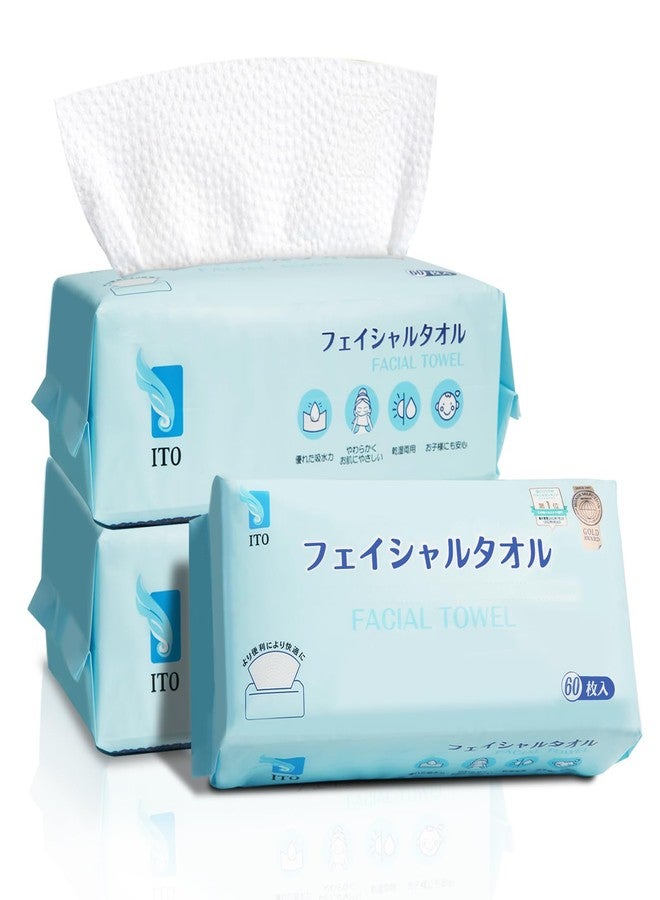 ITO Disposable Face Towel, Ultra-Soft 1-Second Quick-Dry Face Towels, Gentle for Sensitive Dry Oily Skin, Facial Towels for Daily Cleansing Makeup Removal (180 Count (Pack of 3)) - Image 1