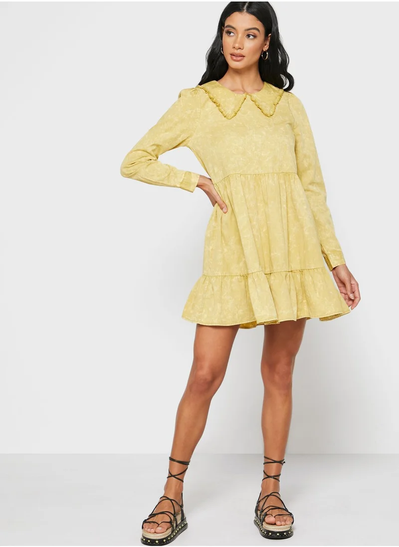 NOISY MAY Collar Detail Tiered Dress