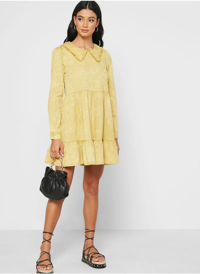NOISY MAY Collar Detail Tiered Dress