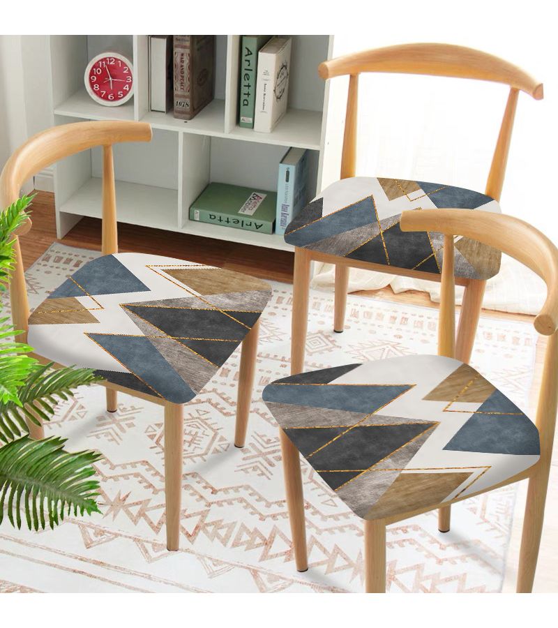 4 أغطية كراسي حديثة بتصميم هندسي لغرفة الطعام وغرفة المعيشة قابلة للغسل - Image 2
