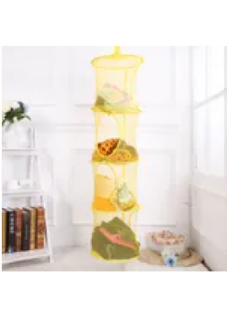 Foldable Hanging Storage Net 4 Layers Hanging Stuffed Animal Toys Storage Hammock Storage Bags Space Saving  - Image 1