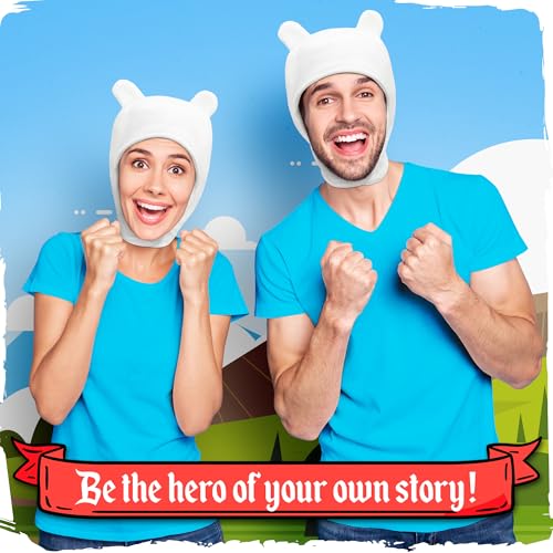 Zadin Adventure-Time Merch, Finn Hat, Fionna Finn the Human Costume Cosplay, White Bunny Hat, Fiona and Cake Toys Merchandise (White) - Image 2