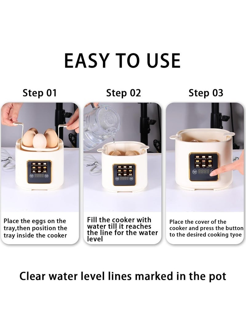 TDAO Multifunctional Egg Boiler, Egg Steamer, Stainless Steel Body and Heating Plate, Can Cook 6 Eggs at Once, One Click Switch Control, With Automatic Power-off Function, Black/Silver - Image 3