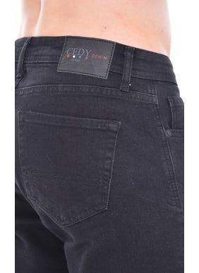 Cedy Denim Men Cuban Black Denim Shorts Slim Fit Jean Shorts C342  - Image 3