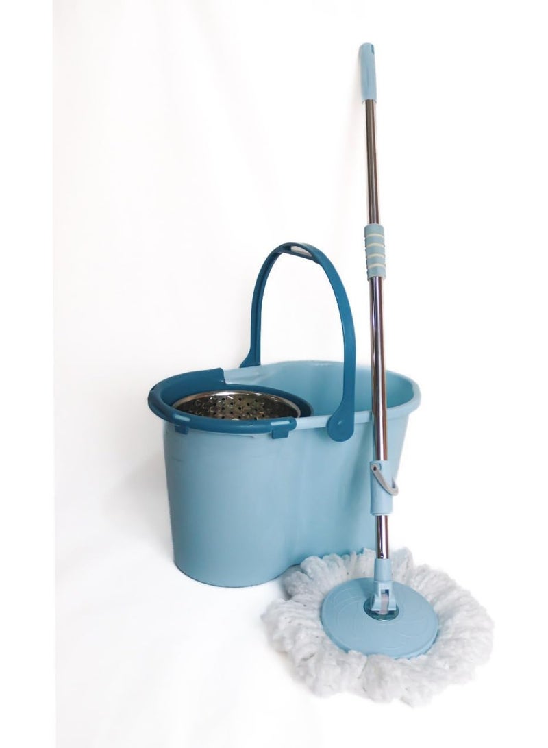 Al Wataniya Automatic Cleaning Bucket, 2 Oval Mop Pads, 18 Liters, Blue 62220117652951