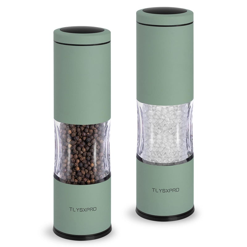 TLYSXPRO Salt and Pepper Grinder Set with Adjustable Coarseness Manual Pepper Mill Grinder with Refillable Design Ceramic Core Kitchen Essential 2 Packs Sage - Image 2