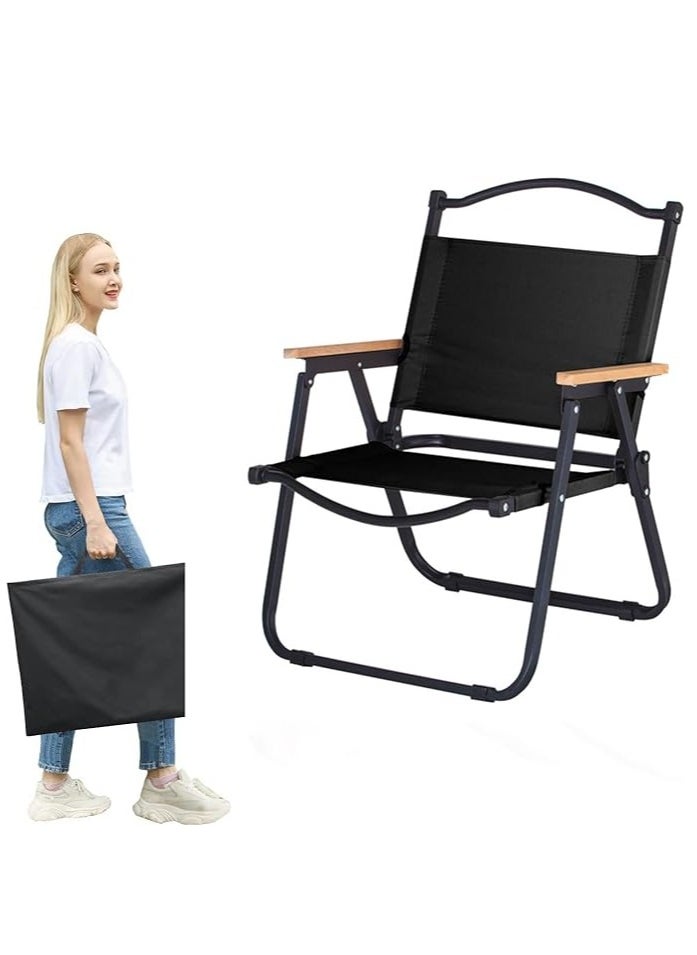 Generic - Folding Camping Chair, Portable Camping Chair, Lightweight Camping Back Packing Chair Foldable, Foldable Beach Chair, for Camping Hiking Garden Travel Beach Picnic BBQ Outdoor (Black Large) - Image 1
