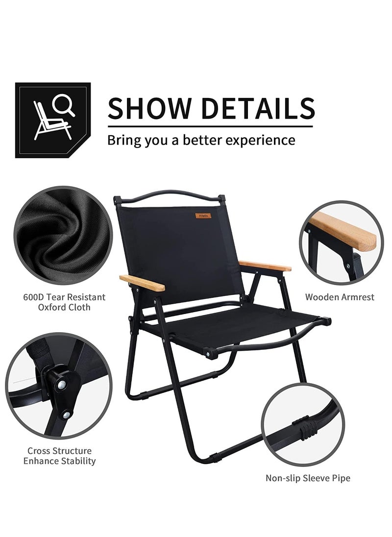 Generic - Folding Camping Chair, Portable Camping Chair, Lightweight Camping Back Packing Chair Foldable, Foldable Beach Chair, for Camping Hiking Garden Travel Beach Picnic BBQ Outdoor (Black Large) - Image 1