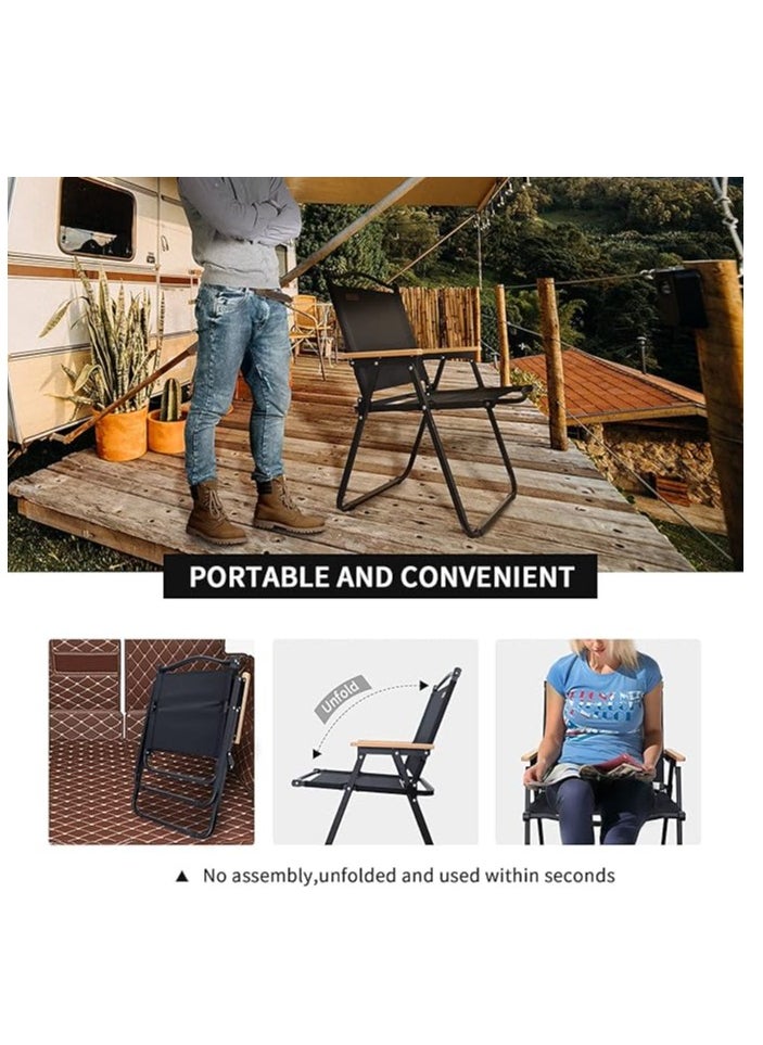 Generic - Folding Camping Chair, Portable Camping Chair, Lightweight Camping Back Packing Chair Foldable, Foldable Beach Chair, for Camping Hiking Garden Travel Beach Picnic BBQ Outdoor (Black Large) - Image 1