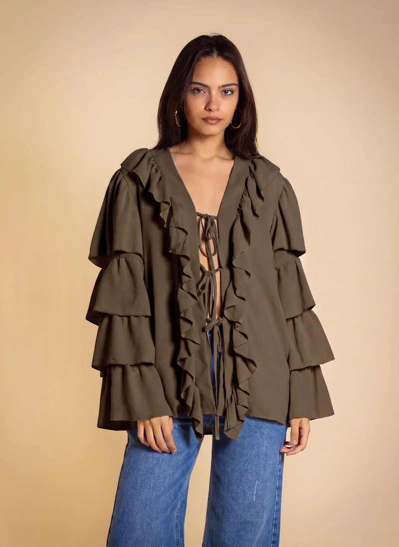 SHAPES RUFFLED BLOUSE