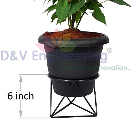 D&V ENGINEERING - Creative in innovation D&V Engineering Modern Diamond Shape Metal Plant Stand | Stylish Indoor & Outdoor Planter Holder | Elegant Decor for Living Room, Bedroom & Garden | Ideal Gift for Plant Lovers - Black - Image 4
