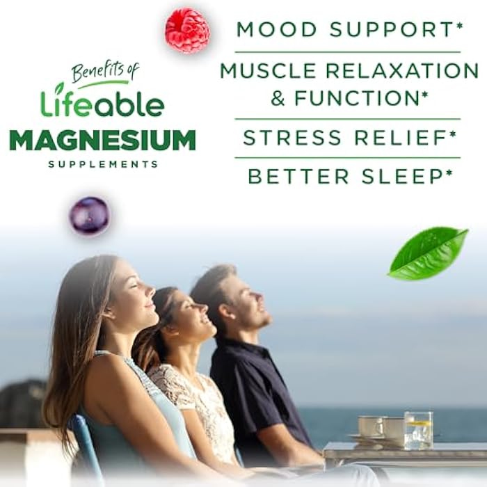 Lifeable Magnesium Gummies for Adults | 900mg Magnesium Citrate Gummies | Vegan Magnesium | for Men and Women | 90 Count - Image 3
