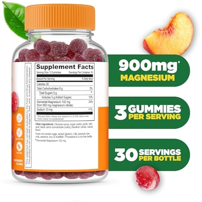 Lifeable Magnesium Gummies for Adults | 900mg Magnesium Citrate Gummies | Vegan Magnesium | for Men and Women | 90 Count - Image 2