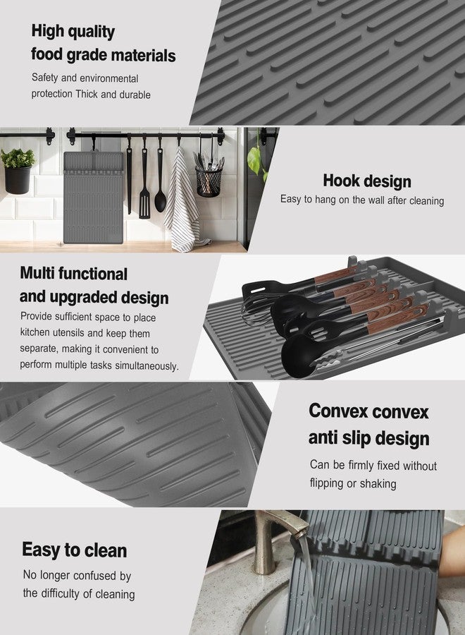 Uozuke Silicone Griddle Tools Mat for Blackstone- Large Silicone Spatula Mat with Drip Pad - Griddle Mat Barbeque Grill Accessories - Side Shelf Mat Grill Pad for Outdoor Grill Kitchen Countertop（Gray） - Image 5