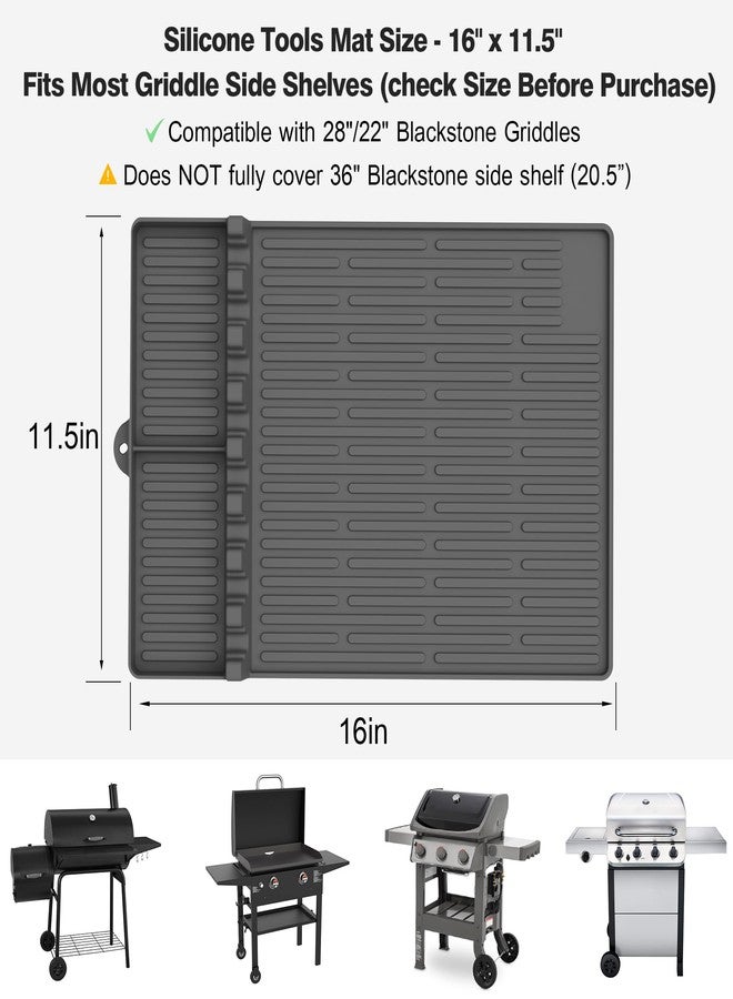 Uozuke Silicone Griddle Tools Mat for Blackstone- Large Silicone Spatula Mat with Drip Pad - Griddle Mat Barbeque Grill Accessories - Side Shelf Mat Grill Pad for Outdoor Grill Kitchen Countertop（Gray） - Image 4