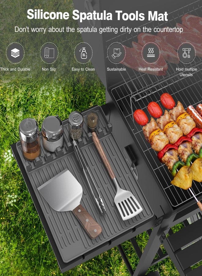 Uozuke Silicone Griddle Tools Mat for Blackstone- Large Silicone Spatula Mat with Drip Pad - Griddle Mat Barbeque Grill Accessories - Side Shelf Mat Grill Pad for Outdoor Grill Kitchen Countertop（Gray） - Image 2