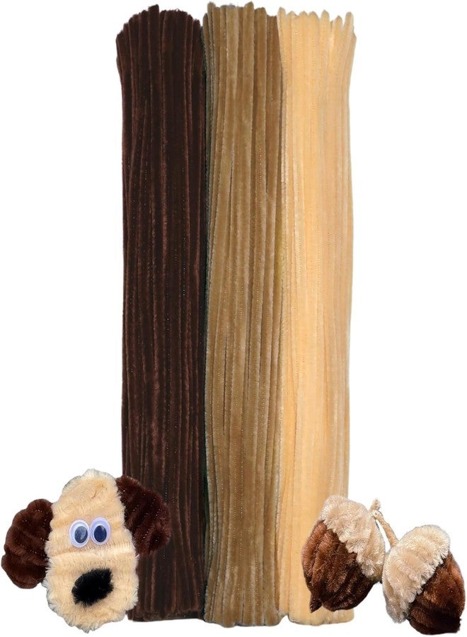 3A Featuretail Pipe Cleaners Chenille Stems - Fuzzy Sticks for DIY Flower Making, Arts and Crafts Supplies, School Projects & Home Decor (3shades-brown, Total 150Pcs) - Image 1