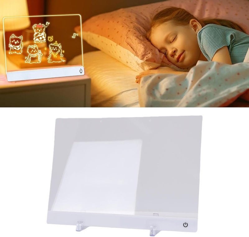 7 أضواء RGB، 4 أوضاع ديناميكية، لوحة ملاحظات LED مقاس 13.8x10 بوصة، لوحة مسح جاف مضيئة مع أقلام، حامل، مجموعة سلسلة، للرسم، التعلم، المذكرات - Image 5