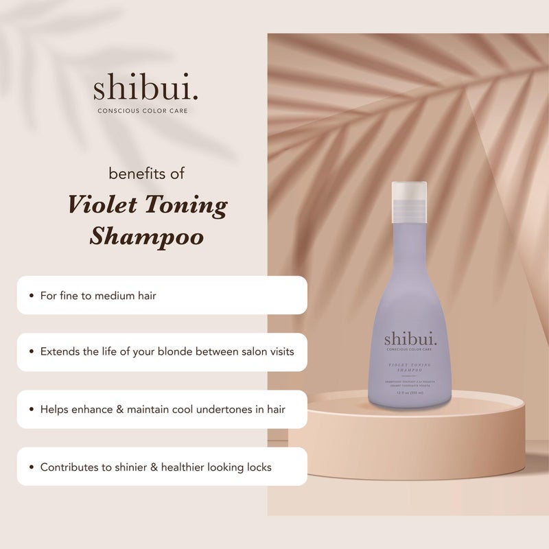 SHIBUI Violet Toning Shampoo, Neutralizes Brassiness with Acai Oil & Hibiscus, for Blonde, Highlighted, & Silver Hair, 12 Fl Oz - Image 2