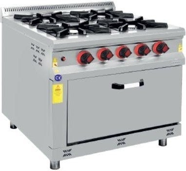 CSA Inox Karacasan Industrial 4+1 Natural Gas 4-Burner Range Cooker 