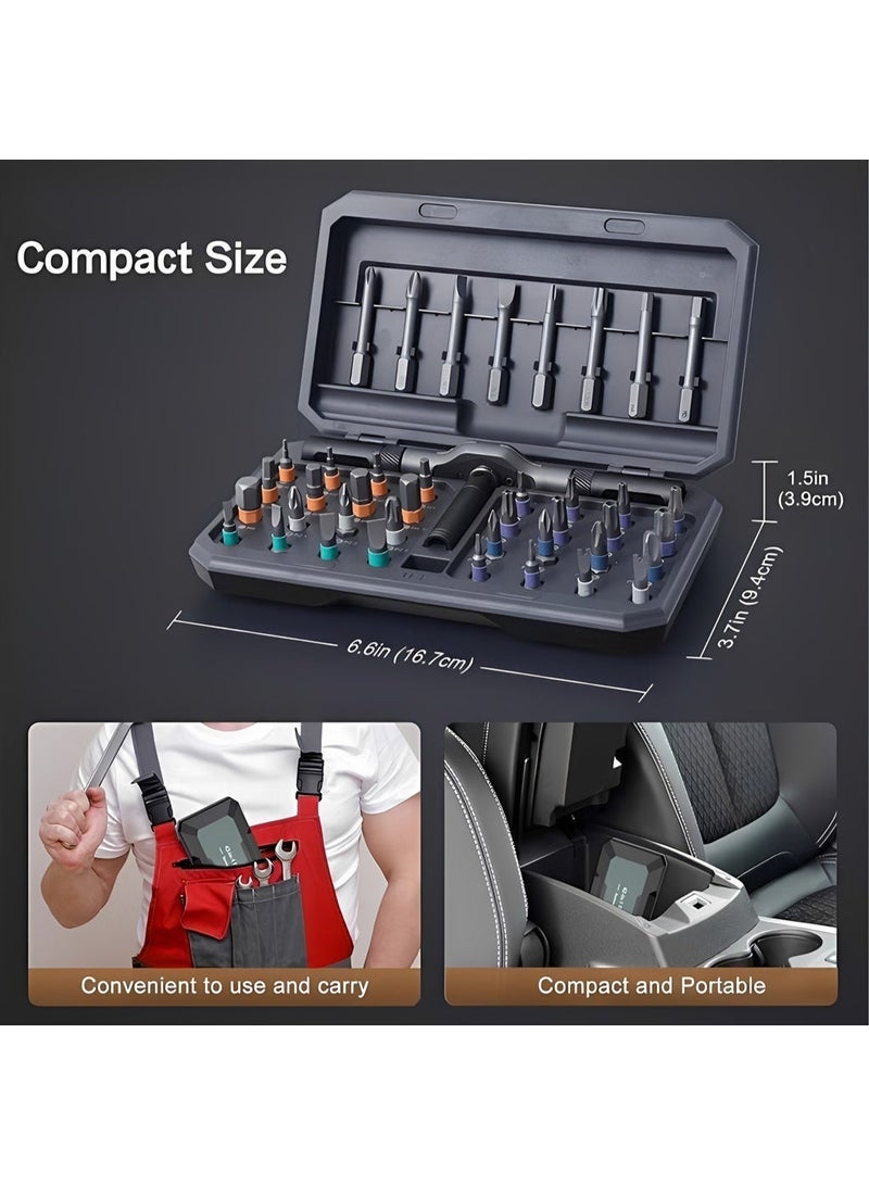 42 in 1 Magnetic Ratchet Screwdriver Set, Precision Multi Bit Repair Tool Kit with Detachable Handle, Portable Screwdriver Kit for Electronics, Laptop, Furniture, Bicycle and DIY Home Use - Image 2