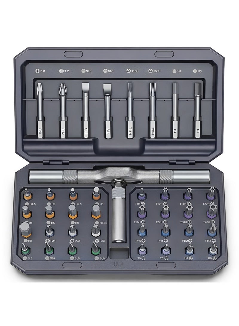 42 in 1 Magnetic Ratchet Screwdriver Set, Precision Multi Bit Repair Tool Kit with Detachable Handle, Portable Screwdriver Kit for Electronics, Laptop, Furniture, Bicycle and DIY Home Use - Image 1