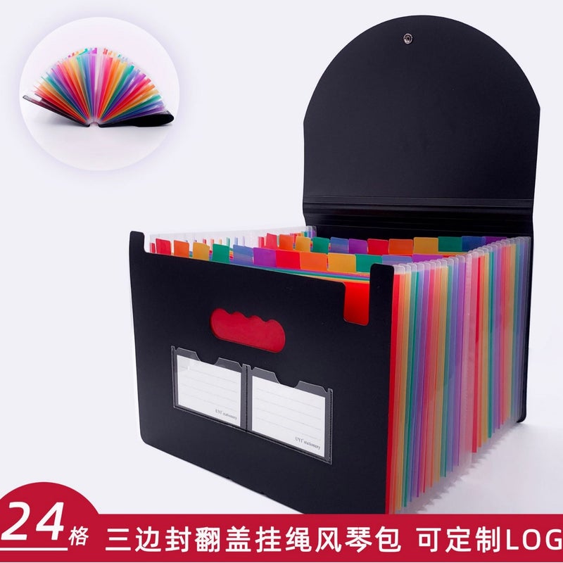 Office File Storage Pp File Bag A4 Folder 24 Three Side Seal Lanyard Flip Organ Bag - Image 3