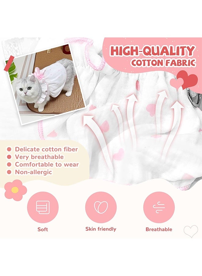 YJ Heart-Print Dog and Cat Dress with Bow Decoration, Cute Dog Dress, Puppy Tutu Dress, Chihuahua, Teddy, Pomeranian, Lhasa Apso Dress, Birthday and Holiday Cat Clothes, Large Size, Dog, Pink, L Size - Image 5