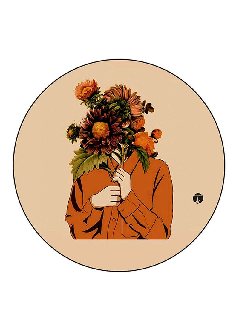 Girl Printed Mouse Pad  Round  Multicolour