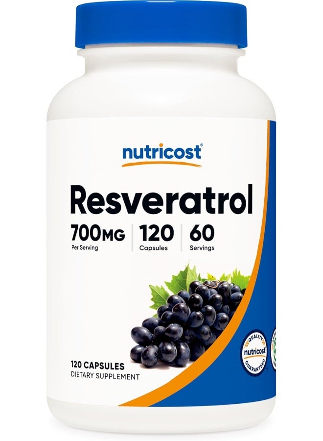 Nutricost Resveratrol 700mg; 120 Capsules - 50% Trans-Resveratrol - Image 1