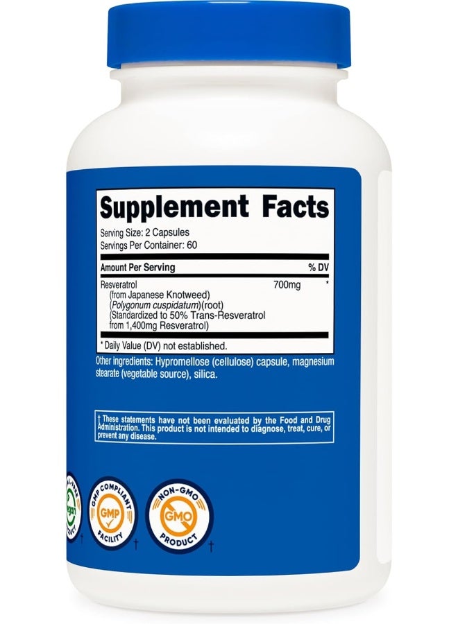 Nutricost Resveratrol 700mg; 120 Capsules - 50% Trans-Resveratrol - Image 5