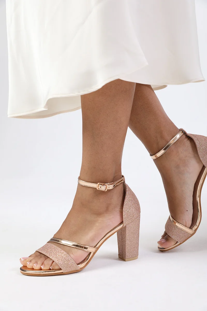 Where's That From 'Perla' Wide Fit Mid High Block Heel Sandals With Ankle Strap