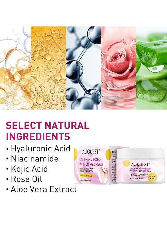 أوكويست 50 مل كريم التبييض الفوري تحت الإبط ، كريم التبييض للنساء لكريم تفتيح وجه الإبط الداكن كريم البشرة الحميمة للركبتين أكواع الإبط مناطق خاصة - Image 2