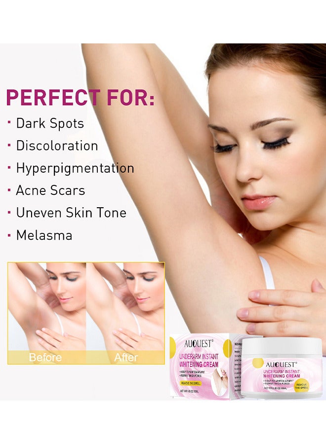 أوكويست 50 مل كريم التبييض الفوري تحت الإبط ، كريم التبييض للنساء لكريم تفتيح وجه الإبط الداكن كريم البشرة الحميمة للركبتين أكواع الإبط مناطق خاصة - Image 3