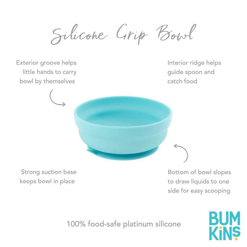 Bumkins Baby Bowl, Silicone Suction, for Babies, Toddlers and Kids, Baby Led Weaning, Feeding Essentials, Platinum Silicone, Non Skid Sticky Bottom, Supplies for Children Ages 6 Months Up, Blue - Image 5