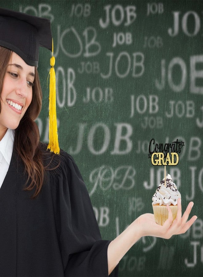 Tindobewan Class of 2026 Graduation Cupcake Topper - Celebrate Graduation Day with Tindobewan Glitter Congrats Grad Cupcake Picks Decorations(24Pcs,Black with Gold) S1 - Image 3