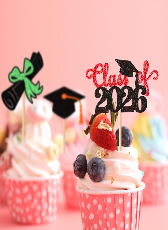 Tindobewan Class of 2026 Graduation Cupcake Topper - Celebrate Graduation Day with Tindobewan Glitter Congrats Grad Cupcake Picks Decorations(24Pcs,Black with Gold) S1 - Image 4