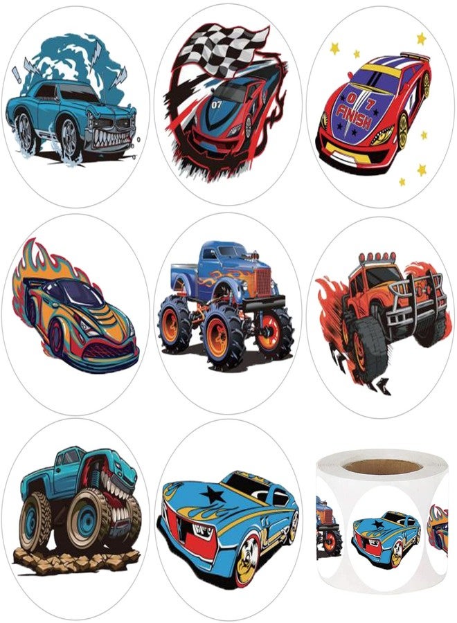 Hohamn 600Pcs Monster Truck and Race Car Stickers for Kids 1.5 Inch Car Stickers for Kids Boys Race Car Party Favors Birthday Decoration Supplies Reward Stickers - Image 1