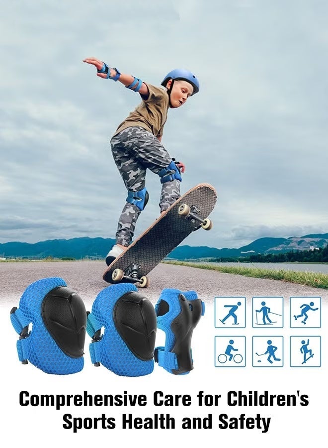 Soofam 7 Pcs Multi-Sport Protective Gear Set with Adjustable Helmet Knee and Elbow Pads Wrist Guards fit for Multi Sports Scooter, Skateboarding, Biking, Roller Skating Blue - Image 3