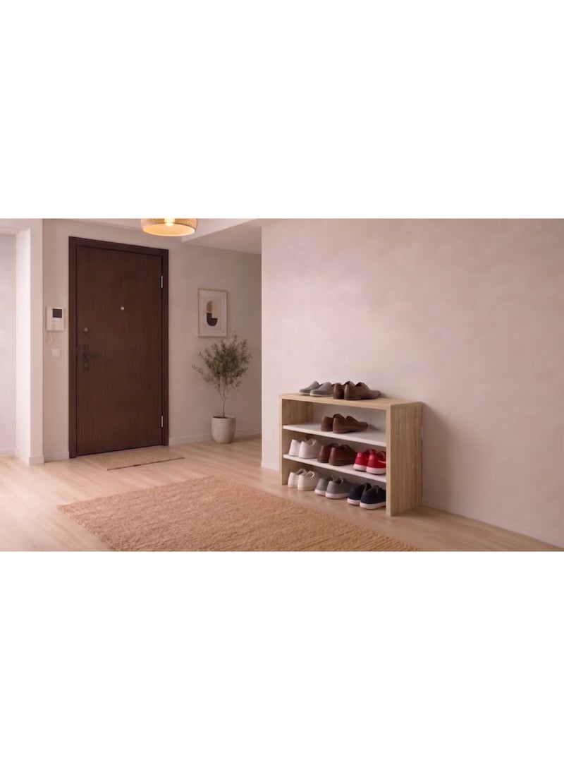 Furniture Store Modern MDF wood shoe rack with shelves - Height 45 cm - Width 70 cm - Depth 28 cm, 3 shelves for practical storage space, from Furniture Store. - Image 1