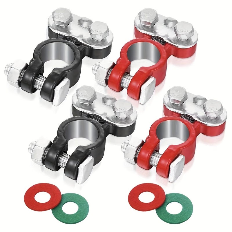 4pcs Red And Black Anti Corrosion Battery Terminal Connector Adjustable Car Auto Parts - Image 1
