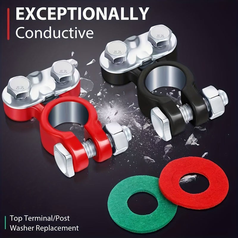 4pcs Red And Black Anti Corrosion Battery Terminal Connector Adjustable Car Auto Parts - Image 4