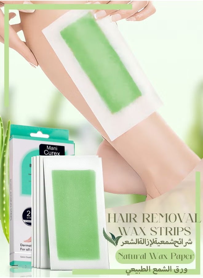 Mani Curex Wax Strips For Hair Removal, Double Sides Waxing Strips With Aloe Vera Gentle And Soothing At Home Waxing Kit For Face Legs Arms Underarm Body Wax Strips Hair Removal For Men & Women  - Image 1