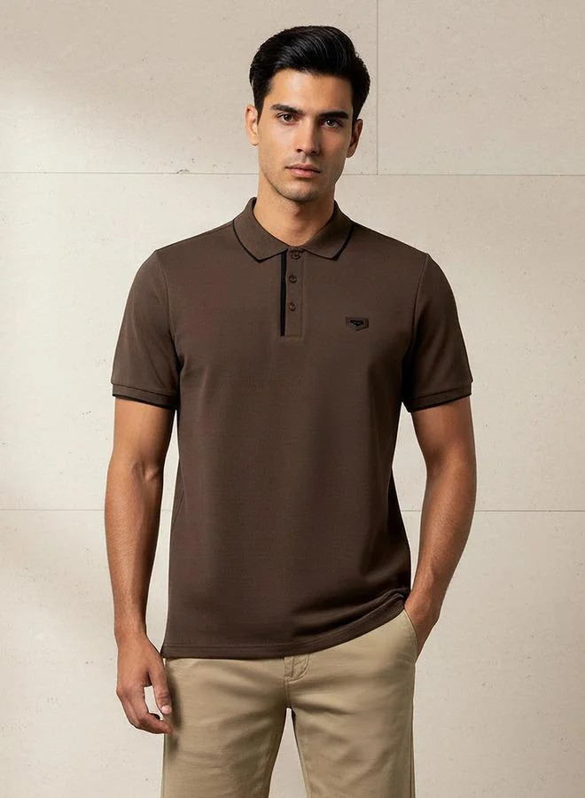 ايكونيك Iconic Men Short Sleeve Badge Accent Polo T shirt