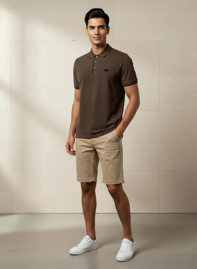 ايكونيك Iconic Men Short Sleeve Badge Accent Polo T shirt