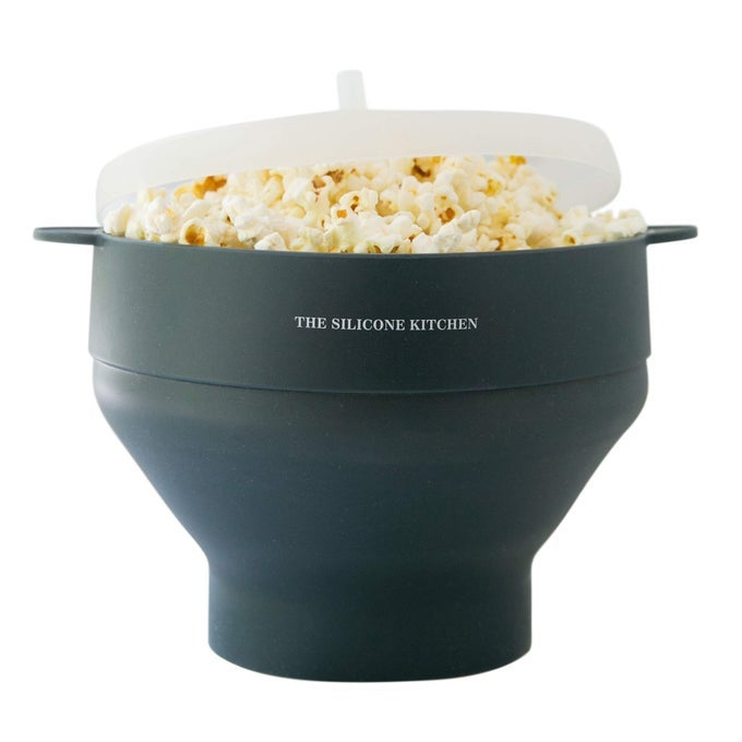 SILICONE MICROWAVE POPCORN MAKER COLLAPSIBLE BOWL NONTOXIC DISHWASHER SAFE DARK BLUE