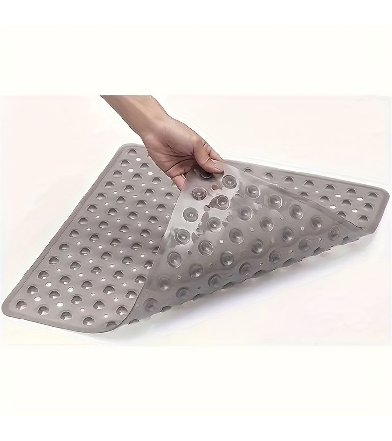 Transparent PVC Square Bathroom Mat with Suction Cups And Drainage Holes 21x21in - Image 2